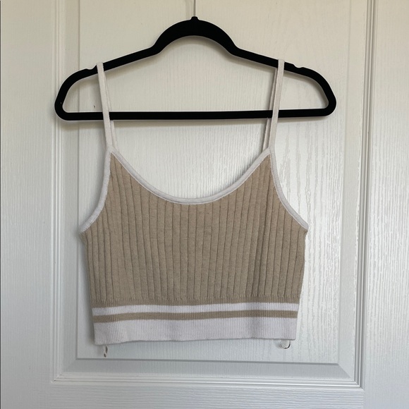 Lucky Brand Tan and White Ribbed Camisole - Picture 1 of 3